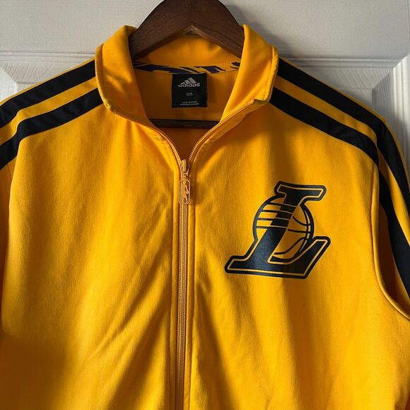 Vintage Adidas LA Lakers Track Jacker NBA Full-Zip Gold Black | Size 105 Medium - Picture 1 of 7